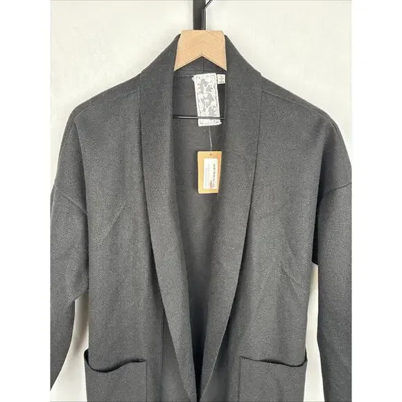 NEW Sadie & Sage Open Front Coat Womens Small Black Relaxed Lagenlook Minimalist - Picture 3 of 12